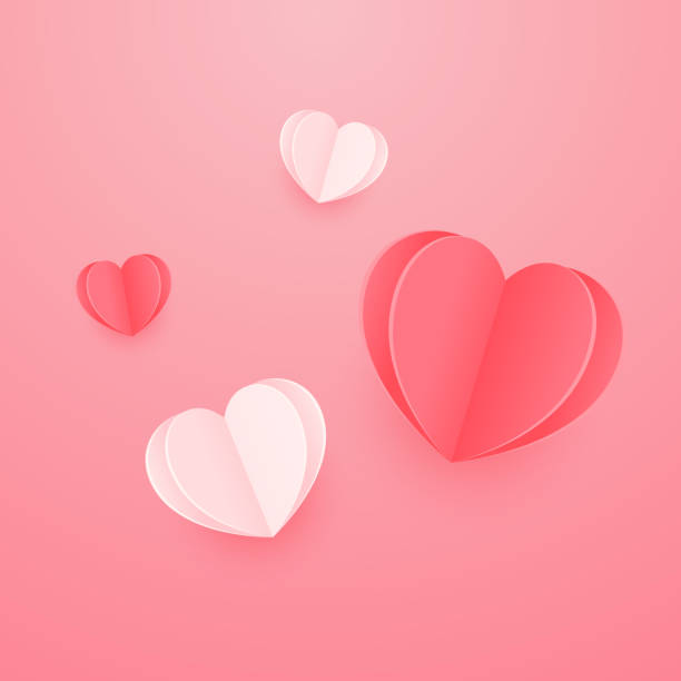 istock Valentine's day rose pink and red gradient hearts set isolated on pink background. Vector illustration. Paper origami pastel love symbol. Valentin icons. 1459440227