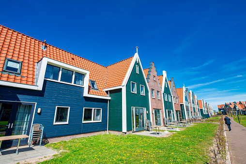 Volendam homes on a sunny spring day, The Netherlands