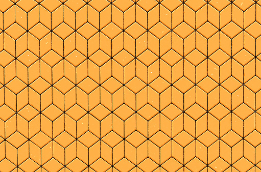 Rhombus ceramic tiles orange texture. Backgrounds. 3d render.