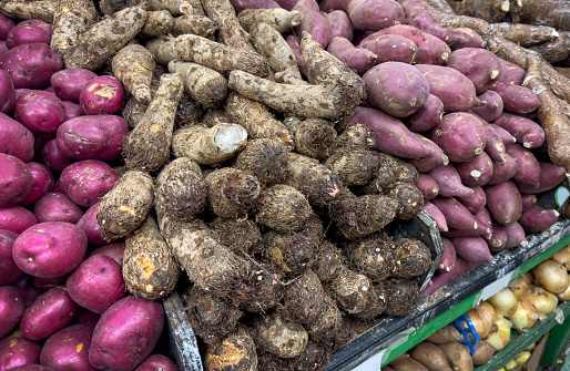 Potato stand in farmers market