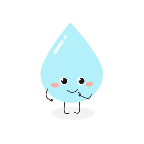 ilustraciones, imágenes clip art, dibujos animados e iconos de stock de linda ilustración vectorial de personaje de gota de agua de dibujos animados - condensation smiley face water raindrop