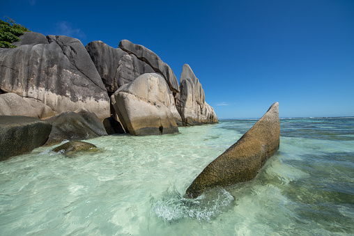 Tropical landscape of Seychelles Islands on a beautiful day.