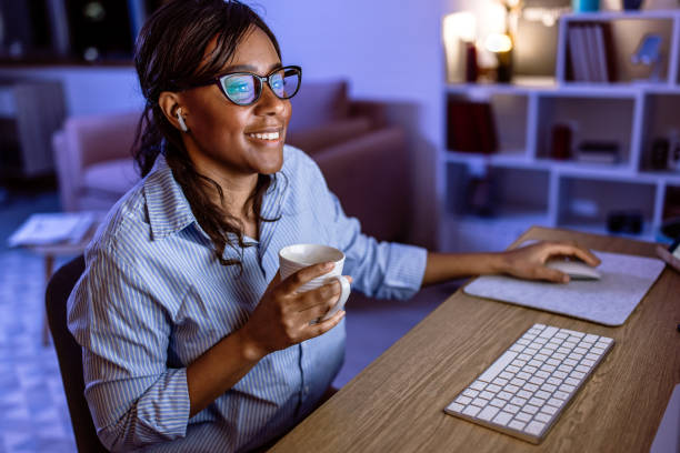 istock Trying to stay awake during night work in the office 1459451470