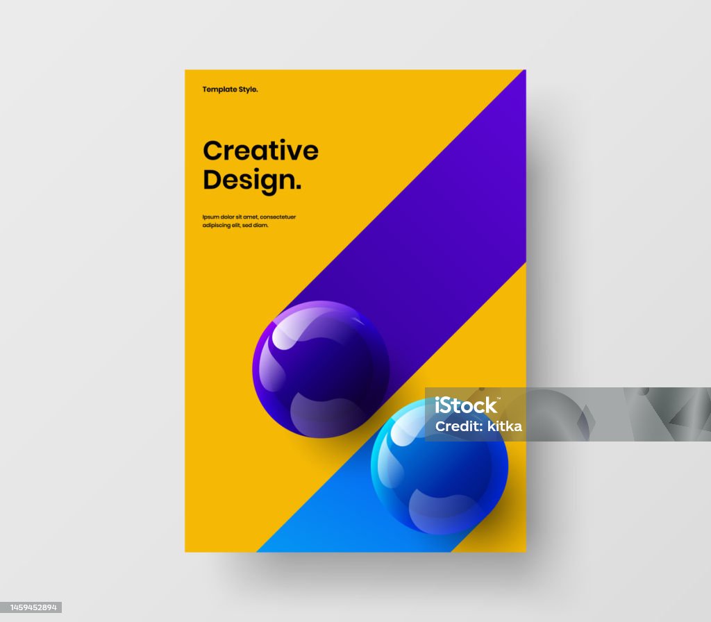Premium Flyer Design Vector Layout Simple 3d Spheres Catalog Cover