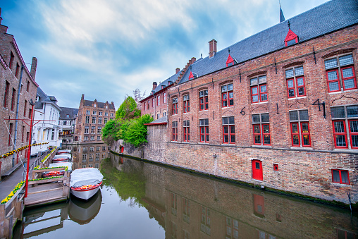 Buildings and canals of Bruges, Belgium