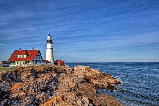 Portland Head Lighthouse Portland Head Light is a historic lighthouse in Cape Elizabeth, Maine. casco bay stock pictures, royalty-free photos & images