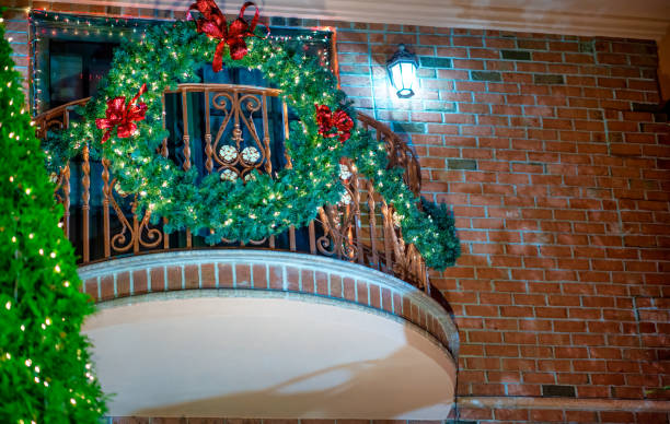 istock House exterior decorations and lights for Christmas holidays 1459456288