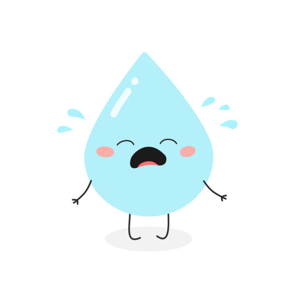 ilustraciones, imágenes clip art, dibujos animados e iconos de stock de ilustración vectorial de personaje de gota de agua de dibujos animados llorando - condensation smiley face water raindrop