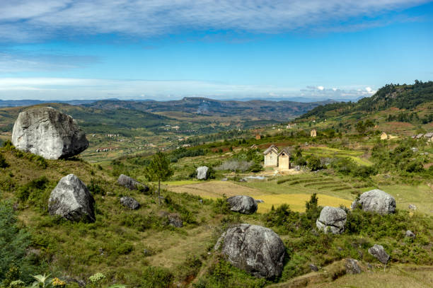 Rural landscape in central plateau in Madagascar