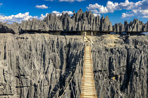 The Tsingy de Bemaraha Strict Nature Reserve is located in the center west of the Province of Mahajanga, Madagascar