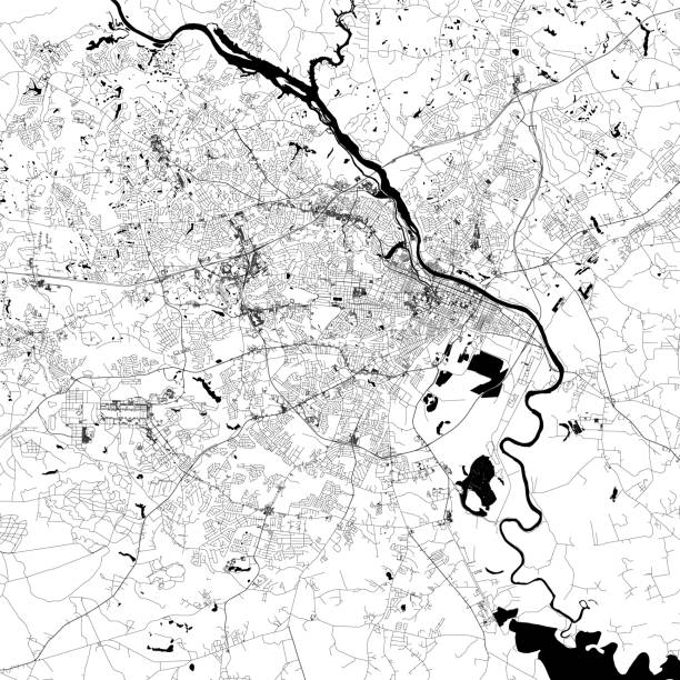 오거스타, 조지아, 미국 벡터 지도 - map topography topographic map symbol stock illustrations