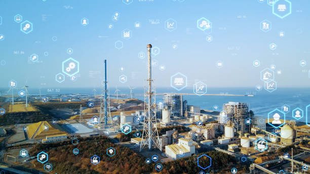 istock Industrial technology concept. Communication network. INDUSTRY 4.0. Factory automation. 1459470276