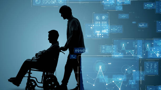 Medical technology concept. Long-term care technology. Essential worker.