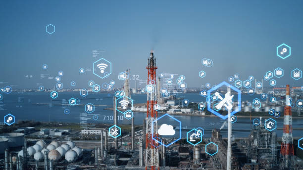 istock Industrial technology concept. Communication network. INDUSTRY 4.0. Factory automation. 1459472058