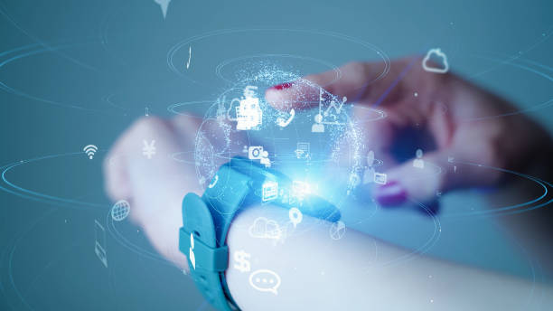 Young woman using a smart watch. Wearable device. Internet of Things.