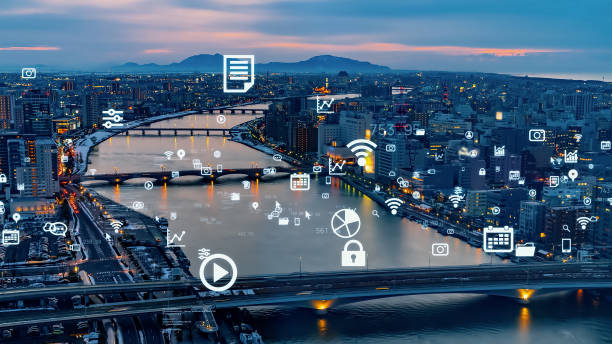 istock Smart city and communication network concept. 5G. LPWA (Low Power Wide Area). Wireless communication. 1459473179