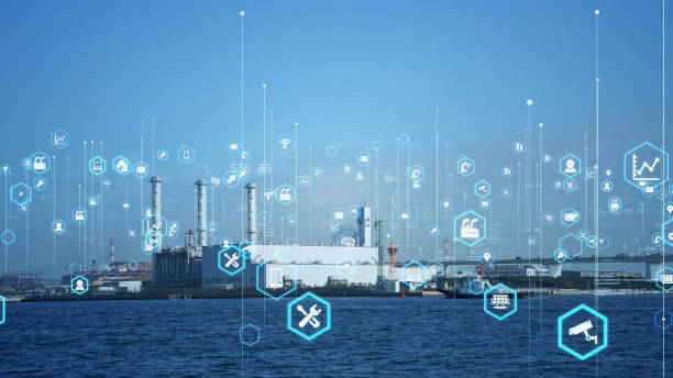 istock Industrial technology concept. Communication network. INDUSTRY 4.0. Factory automation. 1459477427