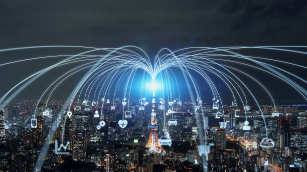 istock Modern city and wireless communication network concept. Internet of Things. 5G. Telecommunication. 1459477541
