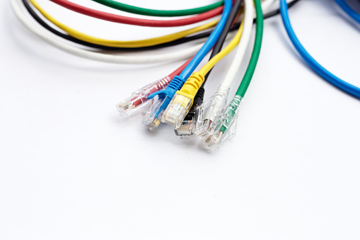 Lan Connection Pic Lan Network Connection Ethernet Cables On White Stock Photo - Download ...