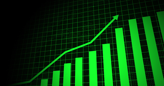 Growing arrow over dot line world map. business graph showing arrow growth. Business success growing arrow. arrow growth business concept.