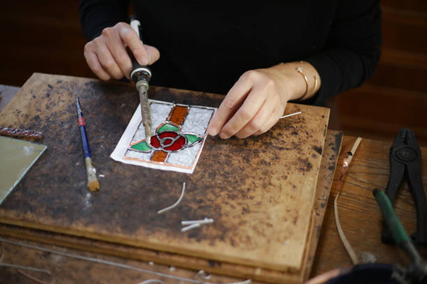 istock A woman making a stained glass work 1459479680