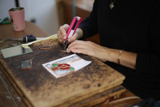 istock A woman making a stained glass work 1459479698