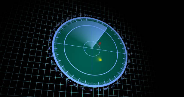 istock vEnemy aircrafts or ships detected by radar scan, object's speed and location monitoring. scanning object by radar. 4k resolution concept 1459482894