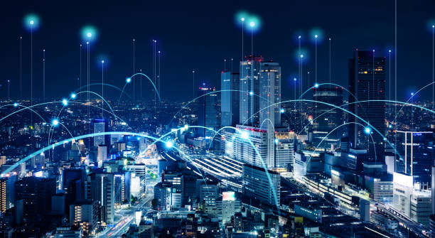 istock Smart city and communication network concept. 5G. IoT (Internet of Things). Telecommunication. 1459488360