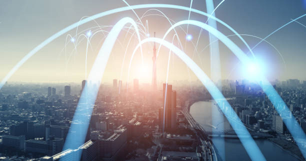 istock Modern city and wireless communication network concept. Internet of Things. 5G. Telecommunication. 1459488433