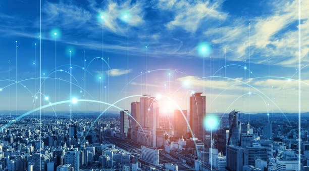 istock Smart city and communication network concept. 5G. IoT (Internet of Things). Telecommunication. 1459488552
