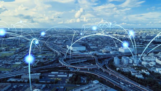 istock Modern city and wireless communication network concept. Internet of Things. 5G. Telecommunication. 1459488580