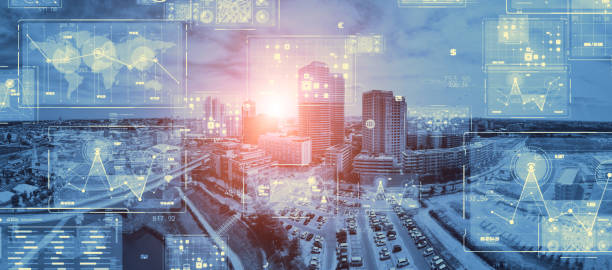 istock Smart city and communication network concept. Digital transformation. 1459488803