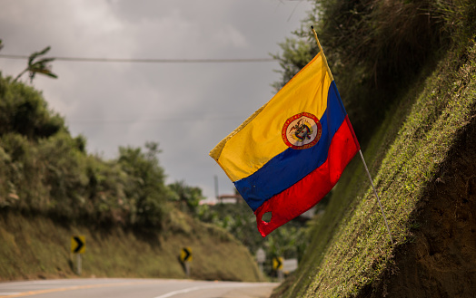 Colombia flag on the road