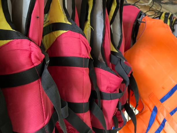 istock Life jacket used for rafting equipment 1459496056