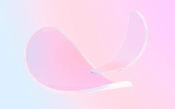 Pink abstract curved glass background, 3d rendering. Digital drawing.