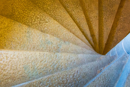 Looking down on a spiral/circular staircase.