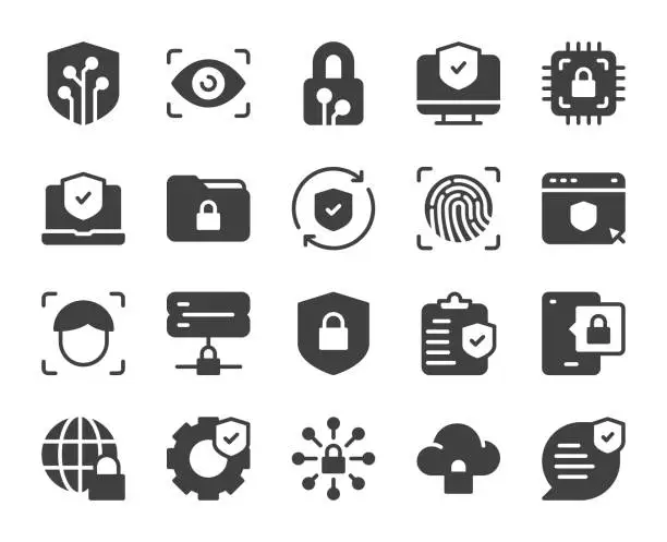 Vector illustration of Digital Security - Icons