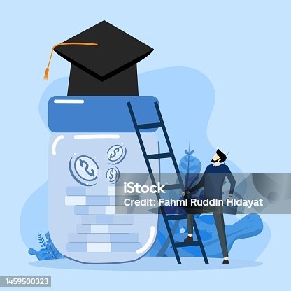istock Education fund concept, costs and expenses in book, course study. 1459500323