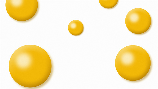 A white background is the canvas for an abstract design of brightly colored circles. A prominent yellow circle stands out among the other hues.