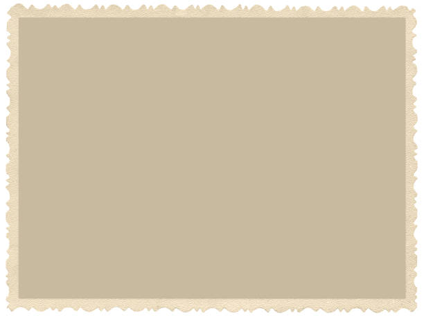 istock Old aged vintage portfolio photograph, framed horizontal isolated old retro beige sepia stained edge photo paper picture copy space, blank empty background macro closeup, greeting card golden section sectio aurea mean proportions 1459509546