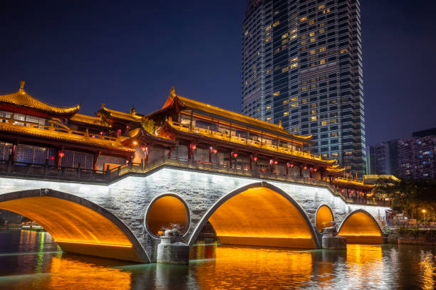 istock Chengdu Anshun bridge and Jinjiang river at night 1459516178