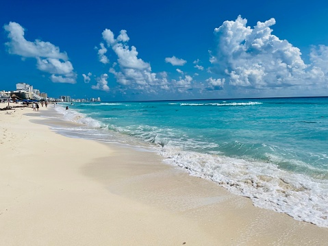 Cancun beach Caribbean Sea summer background, Mexico