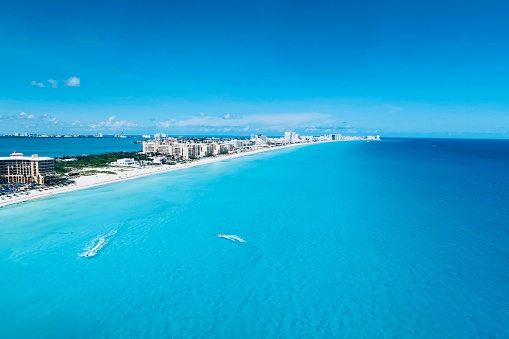 Panoramic view from the top to Cancun beach, Mexico