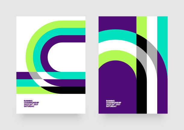 Layout template for events or business related. Vector layout template design for run, championship or sports event. Poster design with abstract running track on stadium with lane. Design for flyer, poster, cover, brochure, banner or any layout. stadium advertising stock illustrations