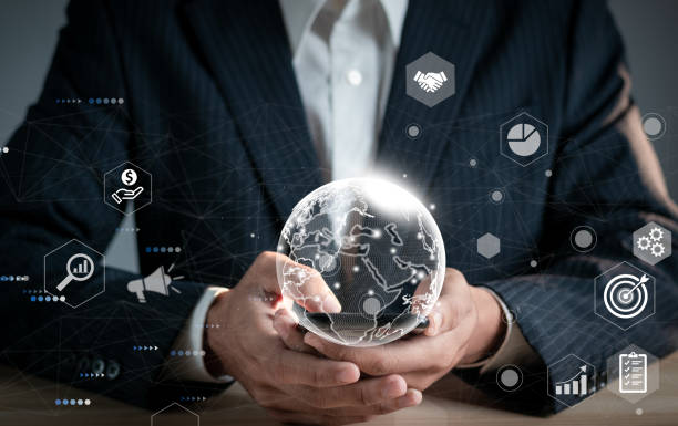 istock Global business concept. Global Internet Connectivity Technologies and Digital Marketing, Finance and Banking. Online business network connection. 1459523897