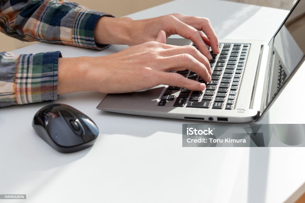 Computer With Typing Typing On A Computer Keyboard Stock Photo - Download Image Now ...