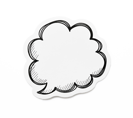 Close-up of speech bubble isolated on white with clipping path.