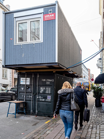 Rectangular Modular Office Rectangular Modular Office Stacked On Top A Shipping Container Stock ...