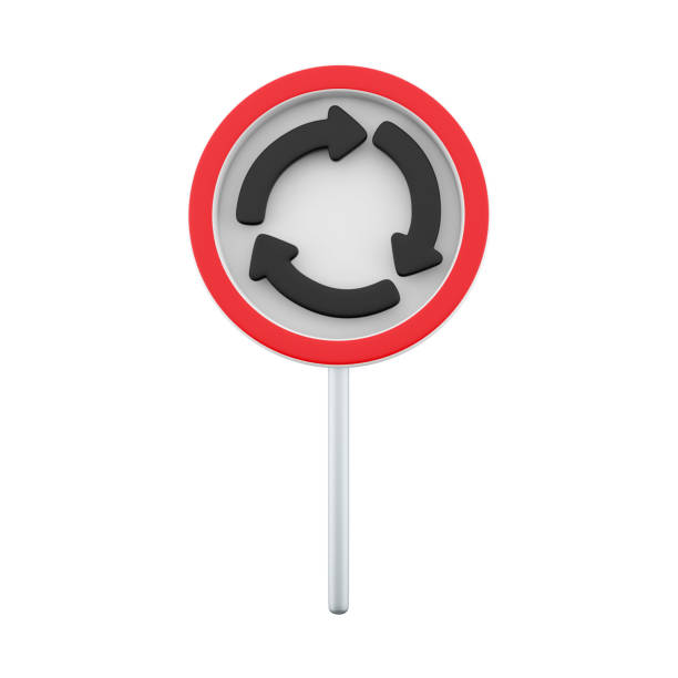 3d render Roundabout Circulation sign line icon. roundabout road. Roundabout sign flat icon. 3d rendering cartoon Circular motion road sign icon.