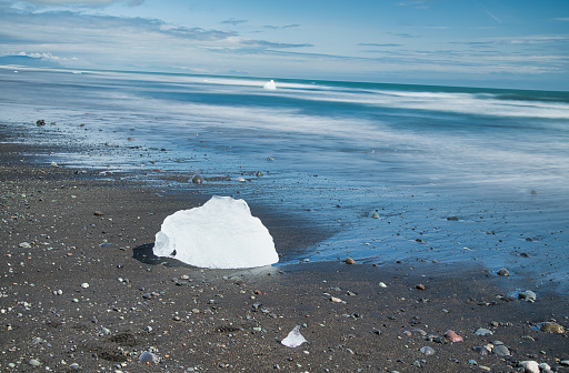 Jokulsarlon small iceberg along the shoreline, Iceland.